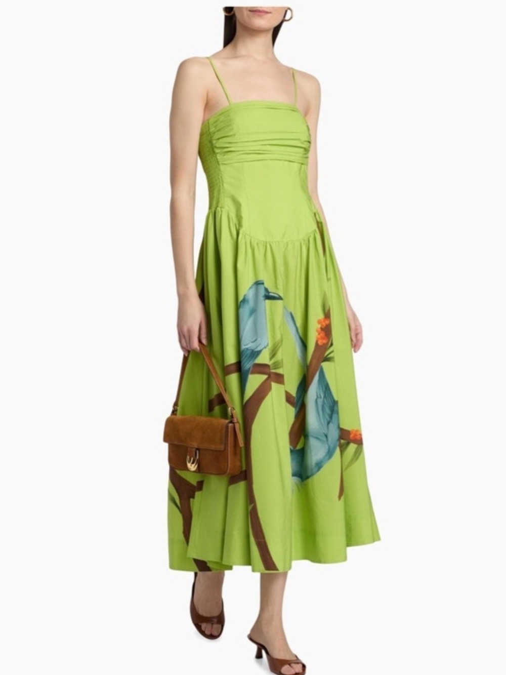 FARM Rio Lime Green Bird-Print Strappy Maxi Dress - Picture 9 of 10
